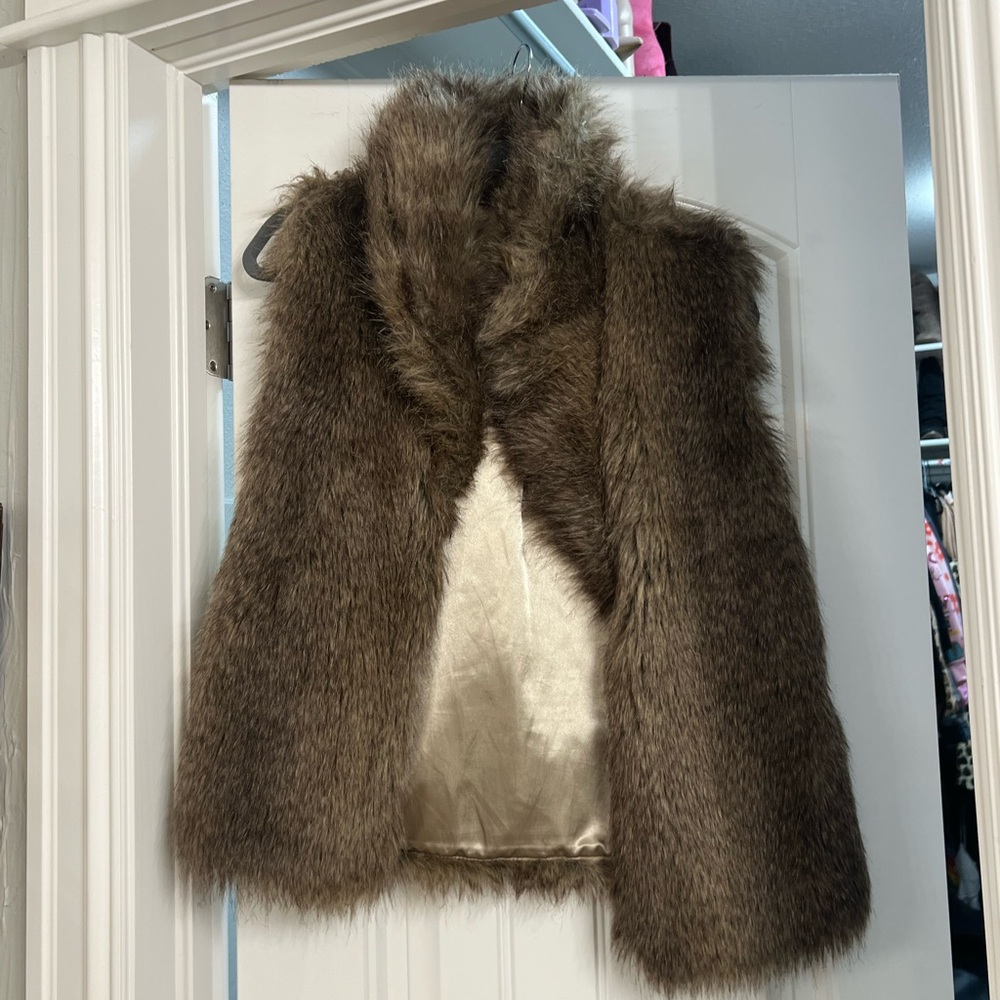 Brown faux fur vest
